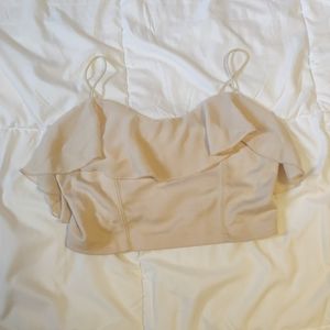 Forever 21 Ruffles Crop Top Sweetheart Bodice Medium (fits like small) Pink